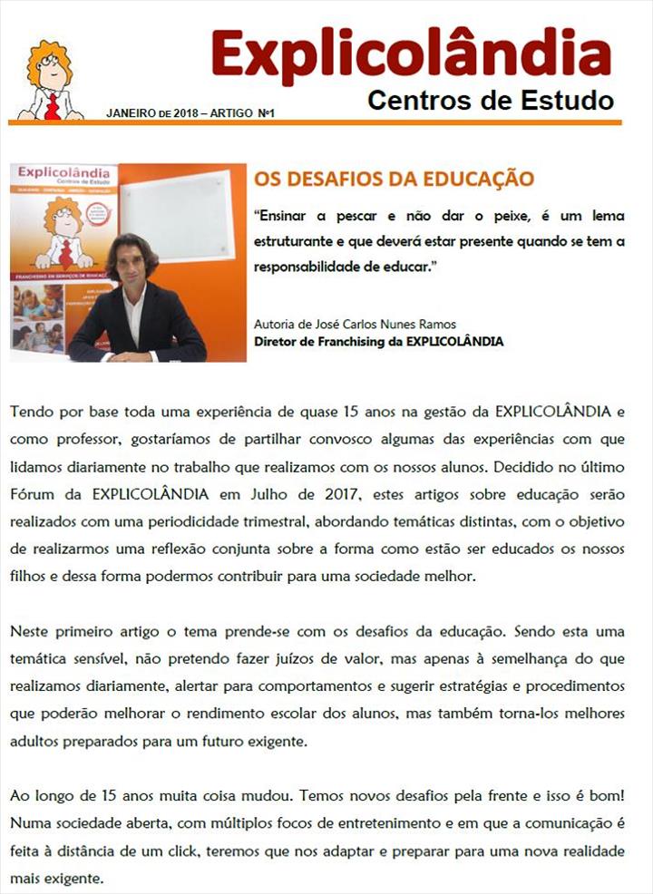 A EXPLICOLÂNDIA irá publicar com uma periodicidade trimestral artigos sobre Educação abordando temáticas distintas.